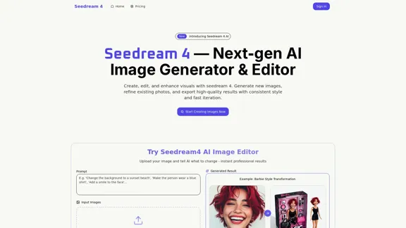 Seedream 4.0 AI - Turn your ideas into high-quality 2K images in 1.8 seconds.