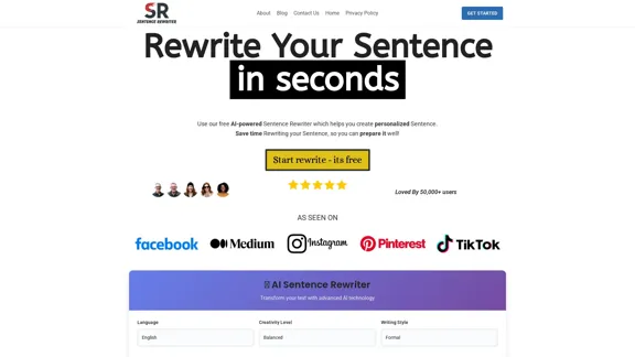 Free AI Sentence Rewriter Tool - Rewrite sentences quickly
