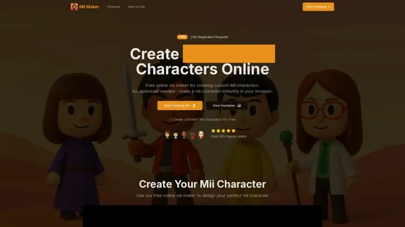 Mii Maker Онлайн - Бесплатный создатель Mii и конструктор персонажей