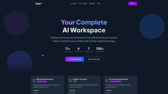 RegiAI - Ferramentas Avançadas de IA e Utilitários Online Gratuitos