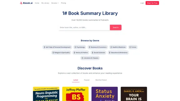 Abook.ai - 您的免費書籍摘要和引人入勝的播客首選