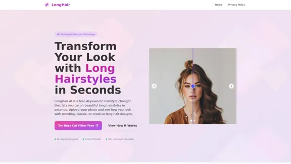 LongHair.ai - 無料のAIロングヘアフィルター＆ヘアスタイルチェンジャー