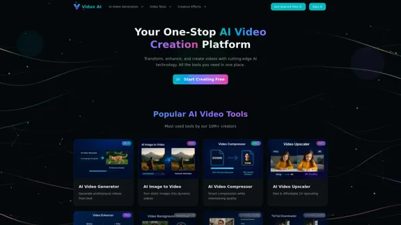 Vidux AI - 专业的AI视频生成和处理工具