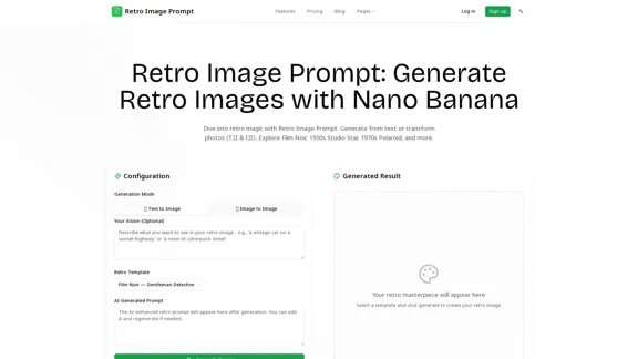Retro Image Prompt - Nano Banana Retro Image Prompt Generator