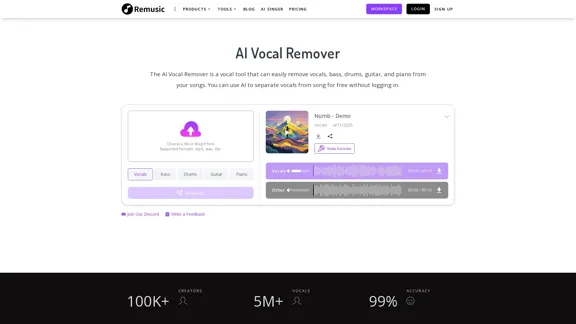 AI Vocal Remover - Remove Vocals from Songs for Free Using AI