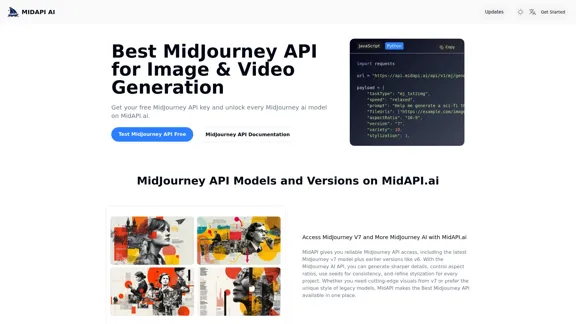 無料のMidJourney APIアクセス - MidJourney V7およびVideo APIがMidAPI.aiで利用可能