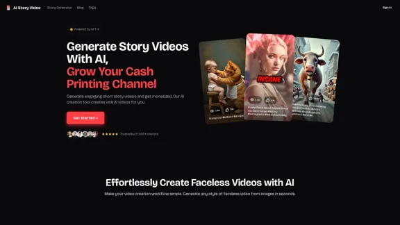 Générateur de vidéos d'histoires AI gratuit - Augmentez facilement votre chaîne de génération de revenus.