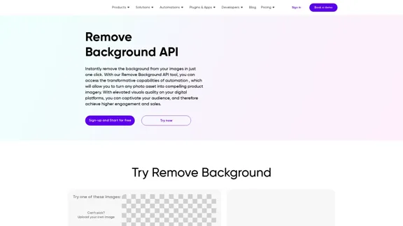 API para eliminar fondos para fotos de productos impresionantes