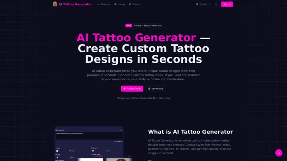 AI Tattoo Generator - Создавайте индивидуальные дизайны татуировок за считанные секунды
