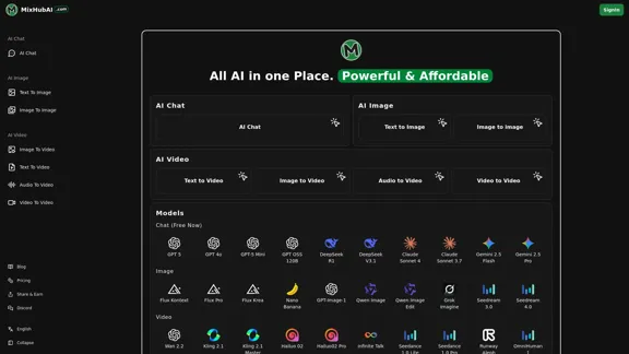MixHub AI - Alles-in-Einem: Kostenloser KI-Chat, Bild- und Videomodelle