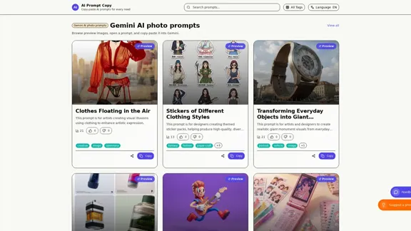 AI Prompt Copy - Copy and paste Gemini AI photo prompts and other AI prompts for all your needs.