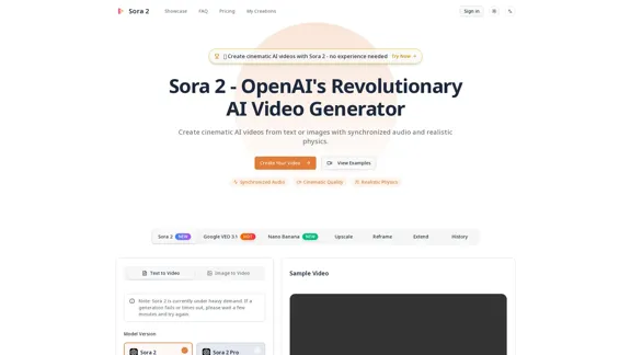 Sora 2 - KI-Video-Generator für filmische Text-zu-Video.