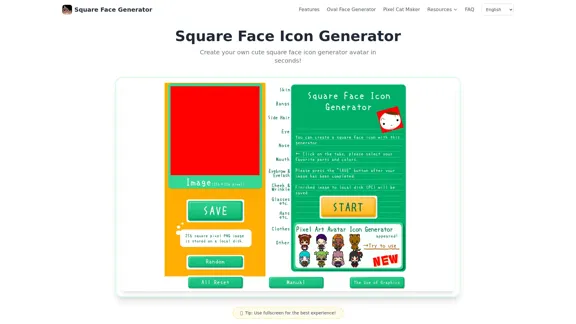 Square Face Icon Generator - Créez des avatars pixel mignons en ligne
