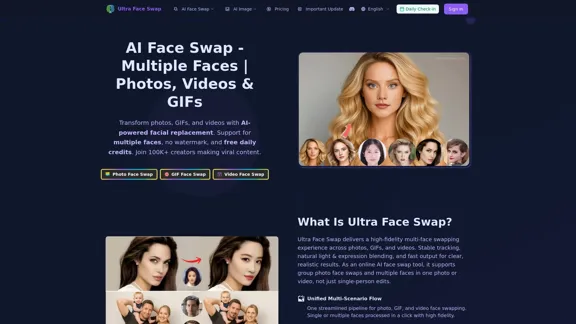 Troca de rosto AI gratuita - Troca de rosto profissional facilitada
