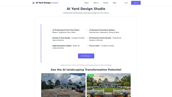 AI Yard Design Studio - Professional AI Landscape Design Platform