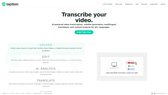 Taption - KI-Video-Transkriptions- und Untertitel-Tool